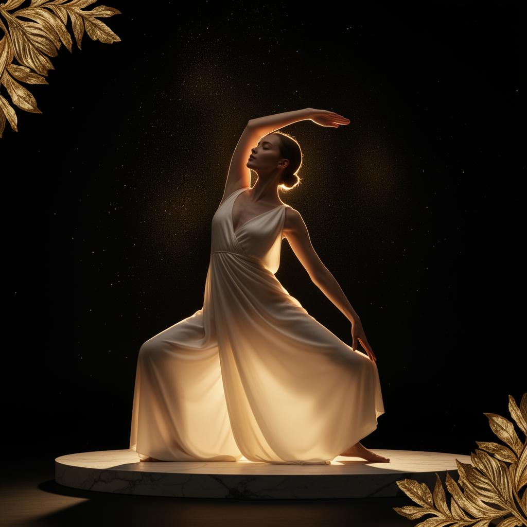 A poised practitioner in flowing silk moves through a graceful asana — VitalLife maison aesthetic